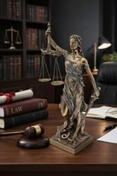 Detalje af Justitia med vægten og sværdet